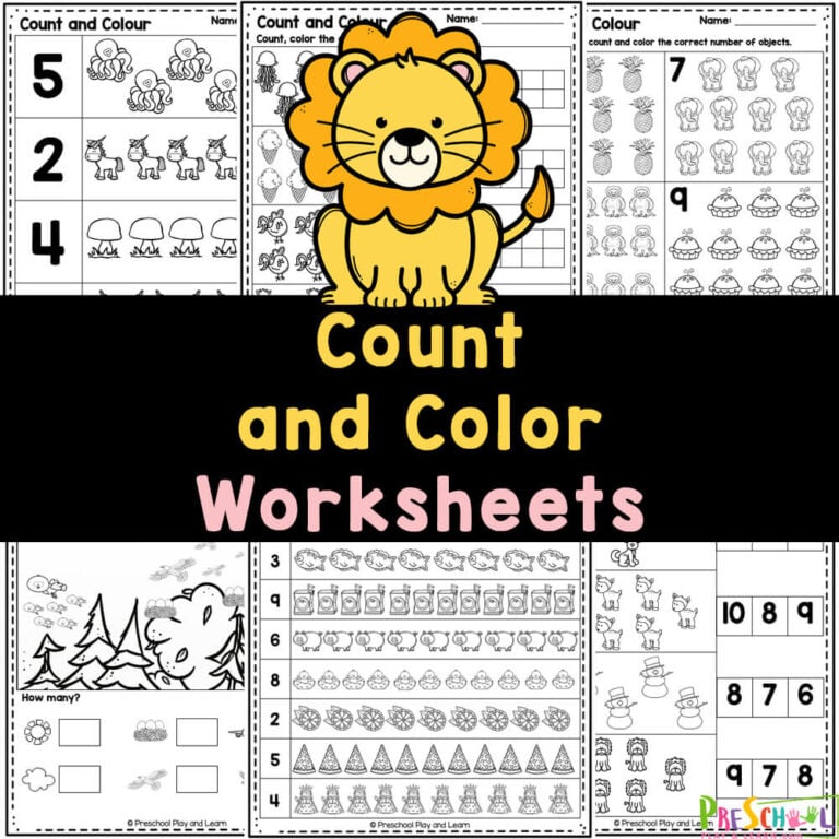 Count and Color Worksheets 1-10 for Preschool