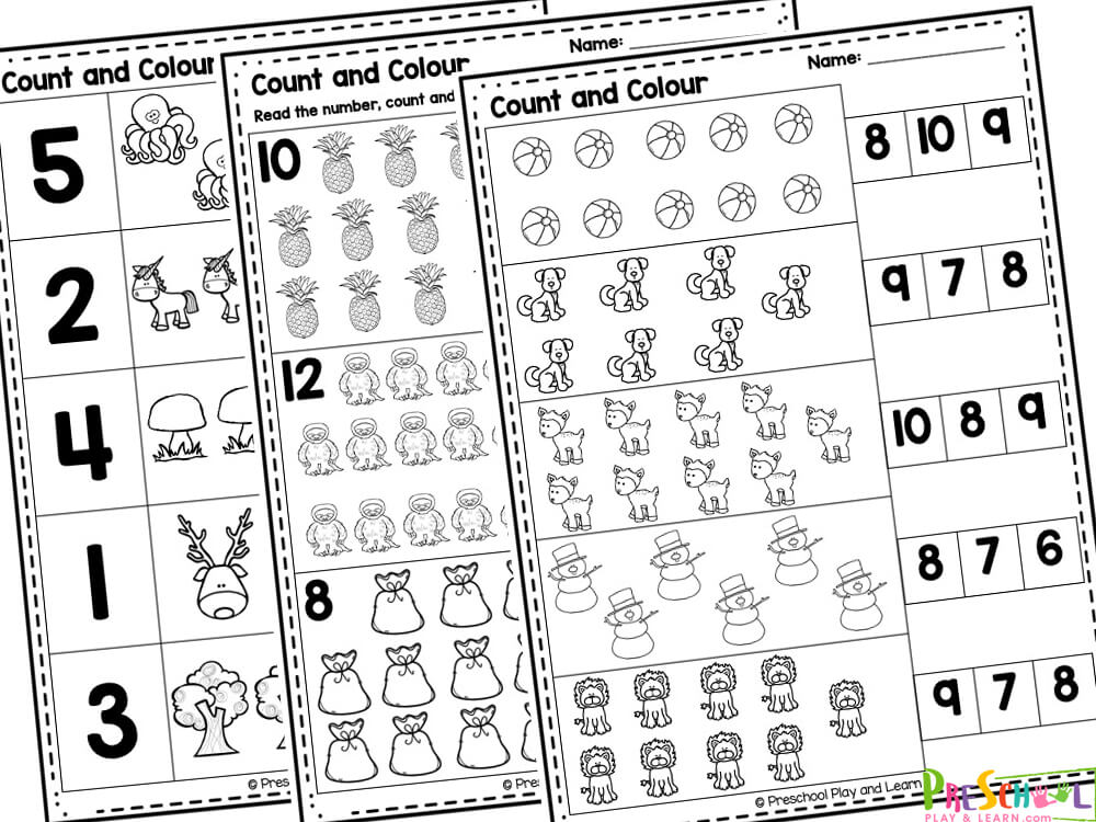 These counting coloring worksheets are perfect for at-home learning or as a supplement to classroom activities, these worksheets make it easy to incorporate valuable skills into playtime. That makes these pages perfect for parents, teachers, and homeschool families too!