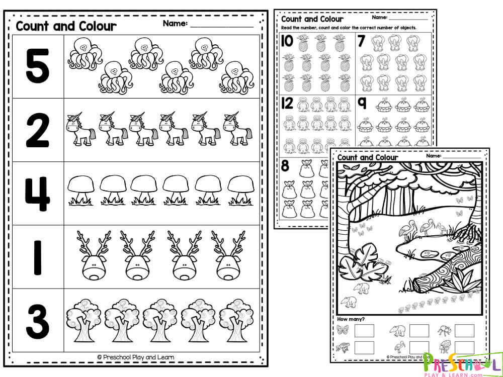 counting worksheets for preschool