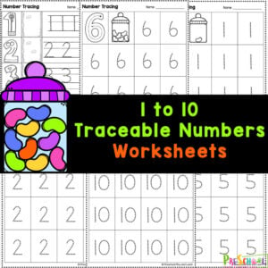 Make learning math fun for preschoole students with our free 1 to 10 Traceable Numbers Worksheets with practice writing numbers!