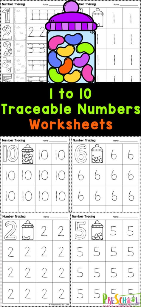 Ready to make learning fun for preschool, pre-k, and kindergarten age students? Check out our "1 to 10 Traceable Numbers Worksheets"! These number tracing worksheets are perfect for helping kids practice writing their numbers while building confidence in early math. SImply print the free printable treable numbers 1-10 and you are ready to go!