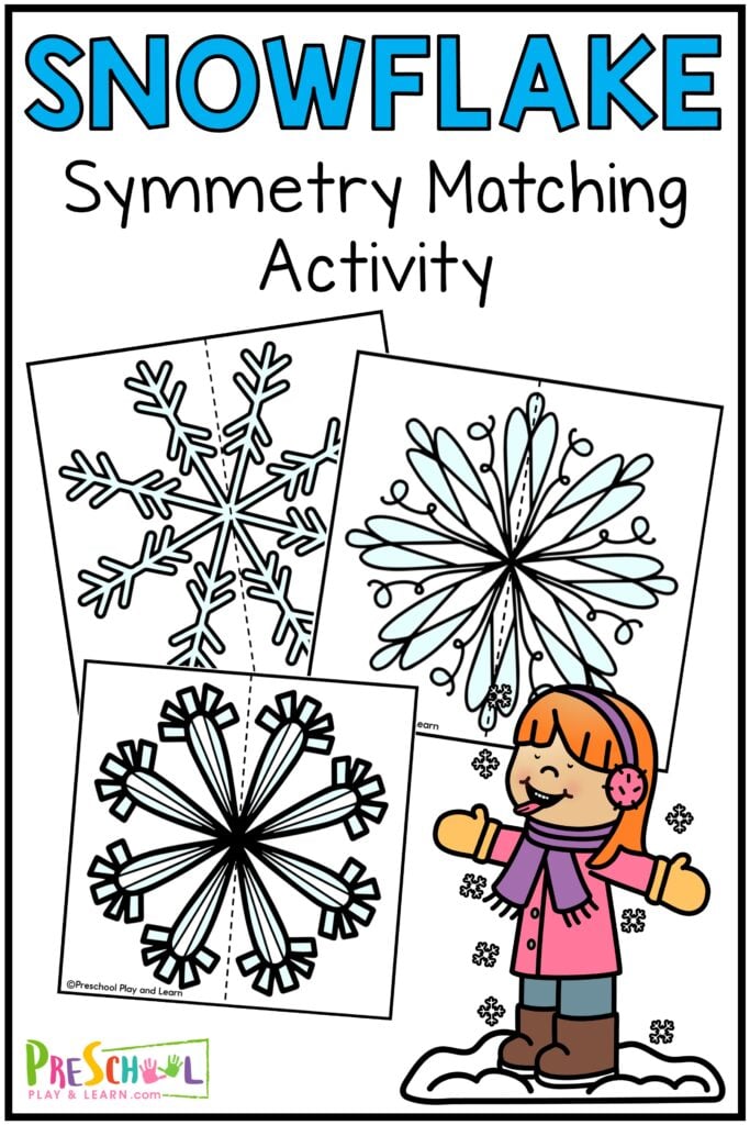 Are you working on teaching students what are lines of symmetry? We have a fun, free printable Symmetry Game to make learning engaging this winter. This snowflake symmetry is perfect for preschool, pre-k, kindergarten, and first grade students. Simply print the snowflake symmetry activity and you are ready to play and learn!