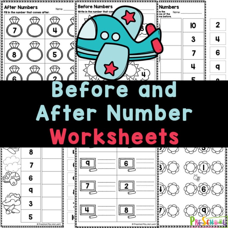 Before and After Numbers Worksheets