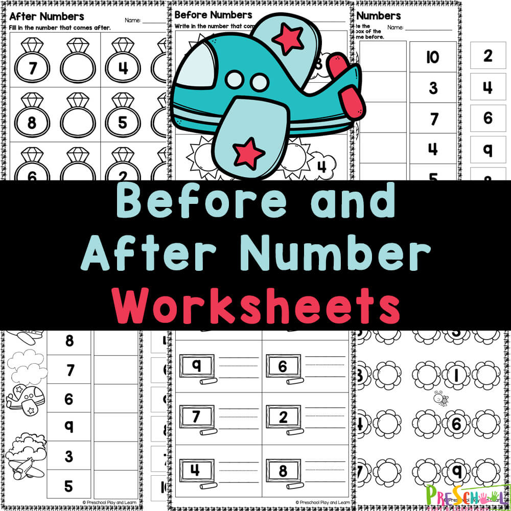 Grab these fun, no-prep, FREE printable before and after numbers worksheets—just print and practice with numbers 1-10!