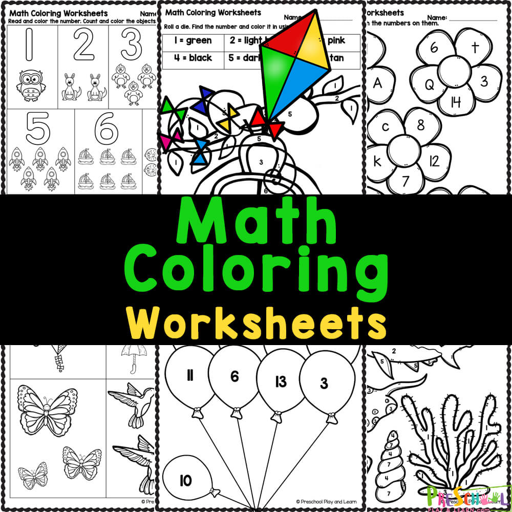 Engage preschool kids with fun, free printable math coloring pages! These pre-k colouring worksheets work on umbers, counting, and shapes!