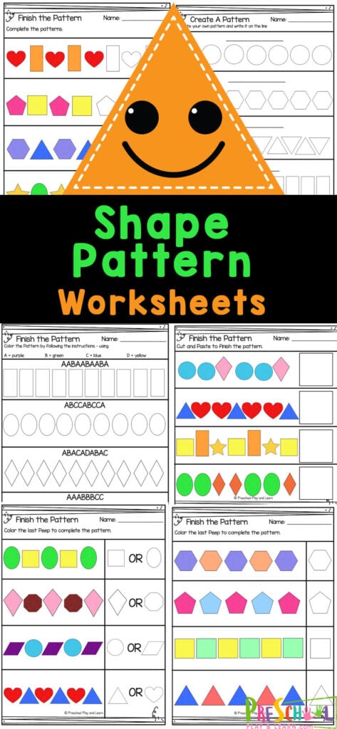 Grab these shape pattern workshetes to practice shape recognition and working on patterns at the same time! These free printable pattern and shapes worksheets are perfect for preschool, pre-k, and kindergarten age students. Simply print the patterns using shapes worksheets and you are ready to play and learn!