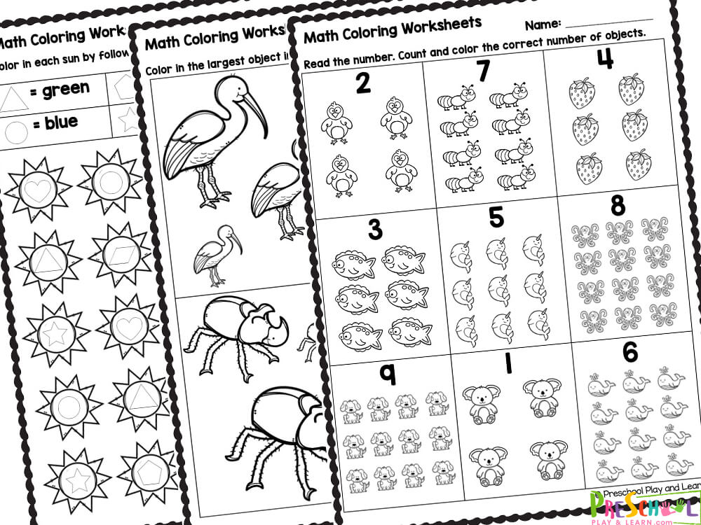 Read and color the number. Count and color the objects
Color the petals with the numbers on them
Color the apples while counting to 20
Color in each sun following the shape code
Color in the smallest object in each box