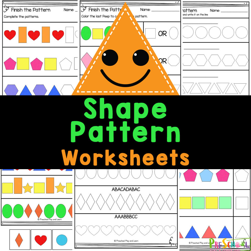 Check out these free printable shape pattern worksheets for preschool and kindergarten kids to practice math while having fun!