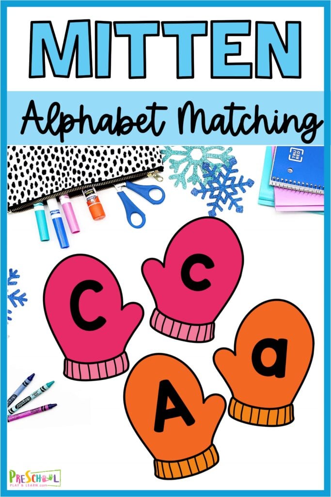 Are you looking for a fun and educational winter activity for preschool? This super cute, free printable matching upper and lowercase letters is perfect. Simply print the mittens and  match capital and lowercase letters to play and learn!