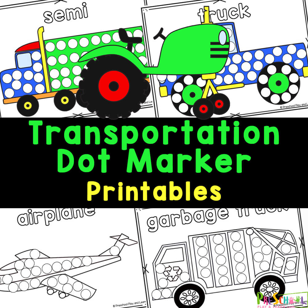 Check out these fun and FREE dot marker printables with a transportation theme to work on color matching and fine motor skills!