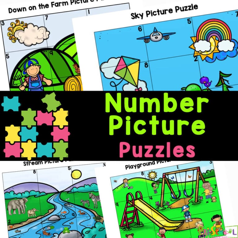 Number Recognition Activity: Printable Picture Puzzles for Preschoolers