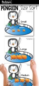 If your child is learning sorting by size you will love this super cute, penguin themed, size activities for preschoolers! This penguin activity helps preschool, pre-k, toddler, and kindergarten students work on discriminating objects into big medium small. Simply download and print the activity in color or black and white and you are ready to play and learn!