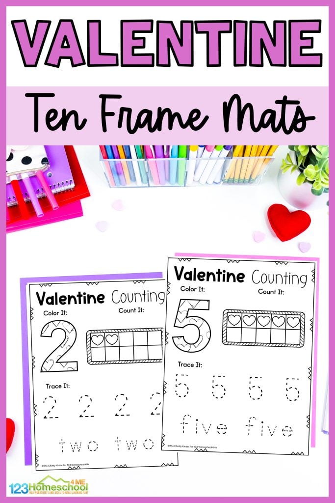 Grab these Valentines Day Worksheets to practice counting to 10 with preschool, pre-k, and kindergarten age students. These valentines preschool worksheet pages are perfect for making learning numbers 1-10 fun in Feburary. Simply download and print the  printable valentines activities for preschool and you are ready to go!