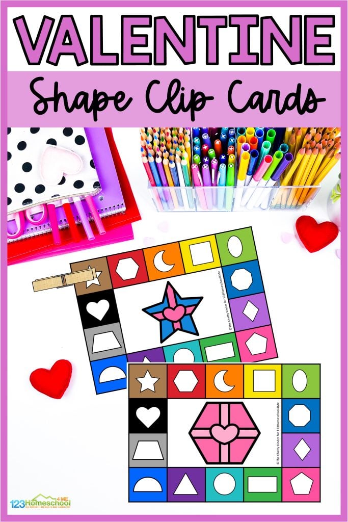 Make learning fun this February with a hands-on valentines day math activity for preschool, pre-k, and kindegarten. This valentines day shapes printable allows students to practice identifying shapes and clip them on the valentine printable for a reusable, self-checking Valentine's day activities for preschoolers. 