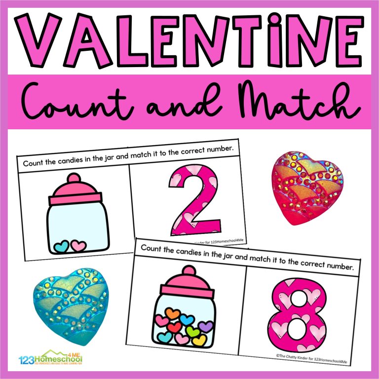 Valentines Day Counting – Number Matching Activity for Preschoolers