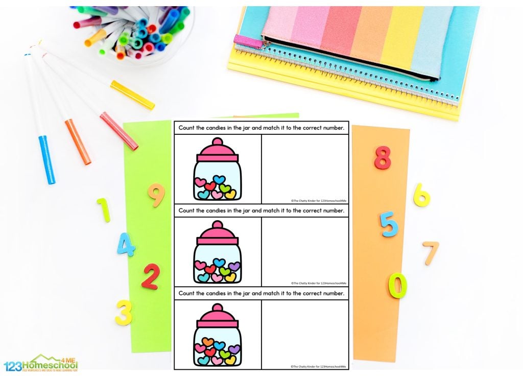 Valentine’s Day is the perfect time to sprinkle a little extra love (and learning!) into your classroom activities. A Valentine’s Day number match activity is just the thing to keep students engaged while reinforcing essential number recognition and counting skills. In this fun and festive game, students match a numeral to the corresponding number of candy hearts in a jar. It’s hands-on, visually engaging, and a great way to bring the Valentine’s spirit into your math lessons!